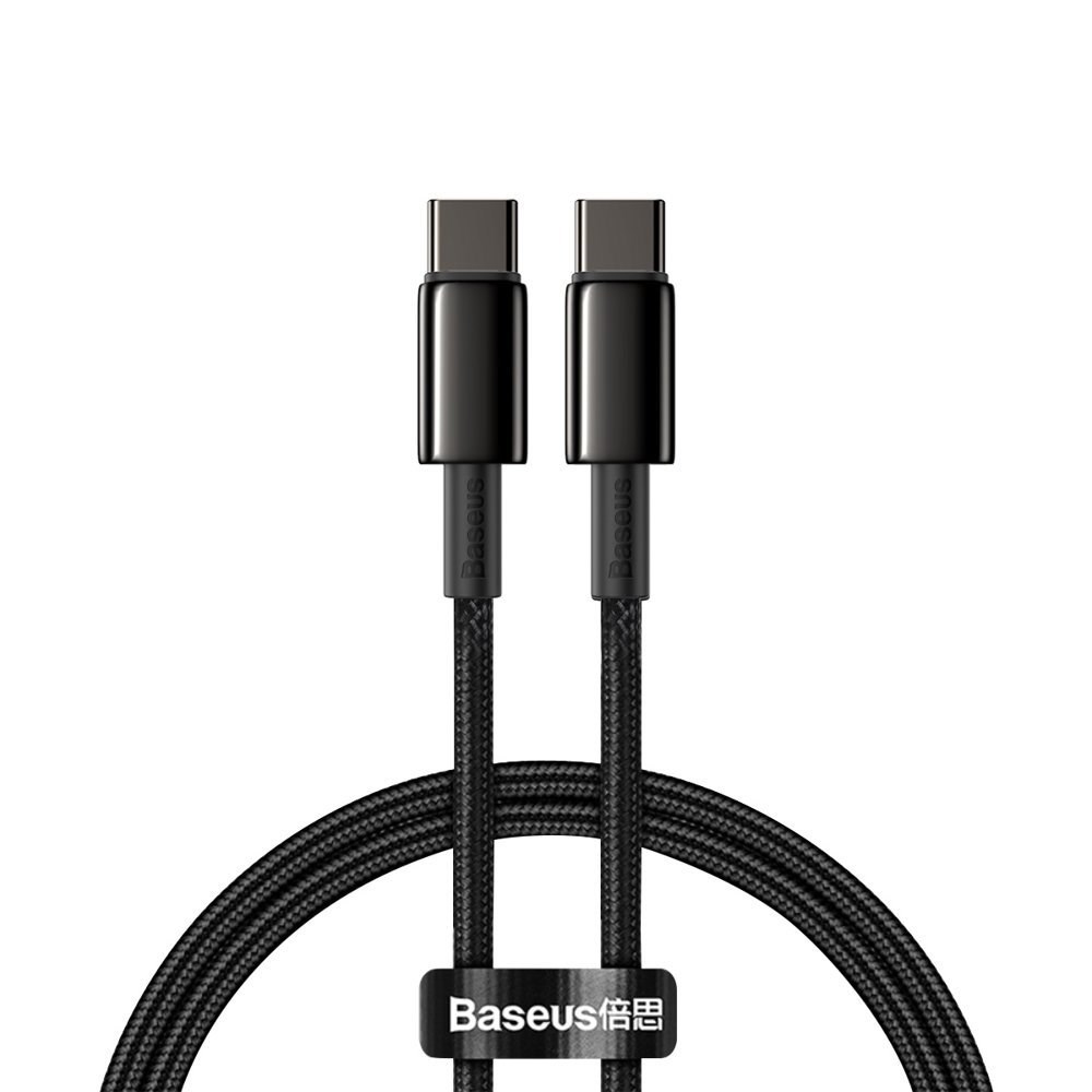 Baseus Tungsten Gold rychlonabíjecí / datový kabel USB-C na USB-C 100W 1m, černá
