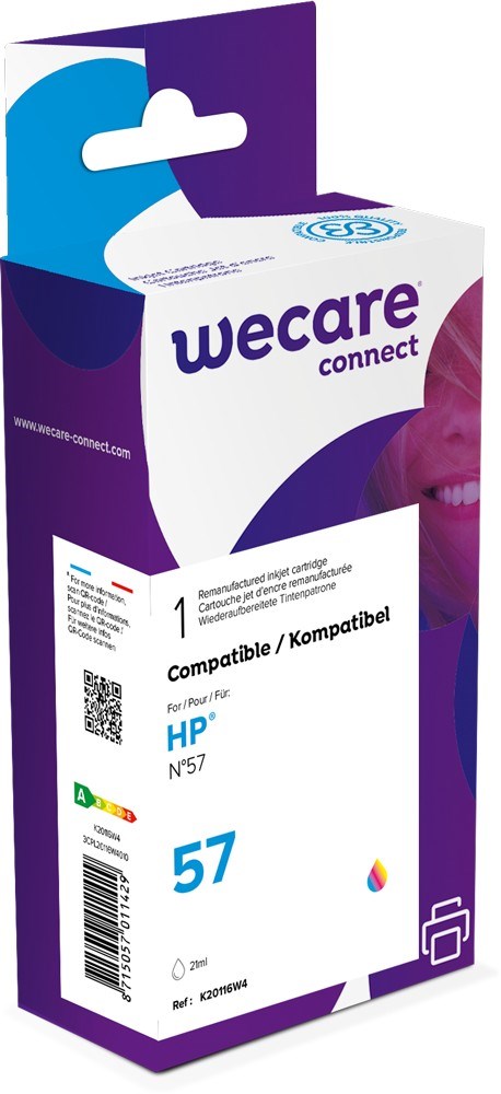 WECARE ARMOR cartridge pro HP Deskjet 450ci, 450cbi, 5150, 5550, 5652, 2175, 2510 ph (C6657A), 3 colors, 21ml, 550str