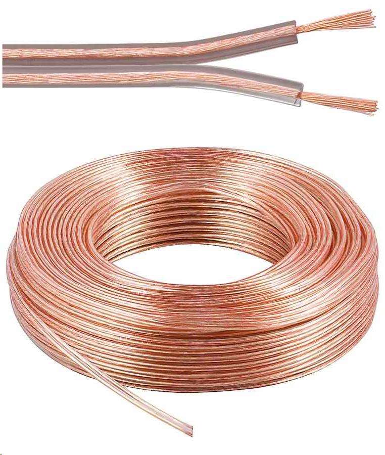 PremiumCord Kabely na propojení reprosoustav 100% CU měď 2x0,75mm 50m