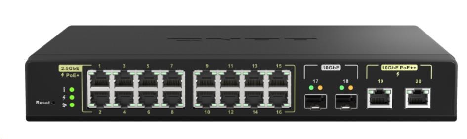 QNAP switch QSW-M2116P-2T2S (16x2,5GbE,2x10SFP+,2x10GbE,16xPoE+,2xPoE++,280W)