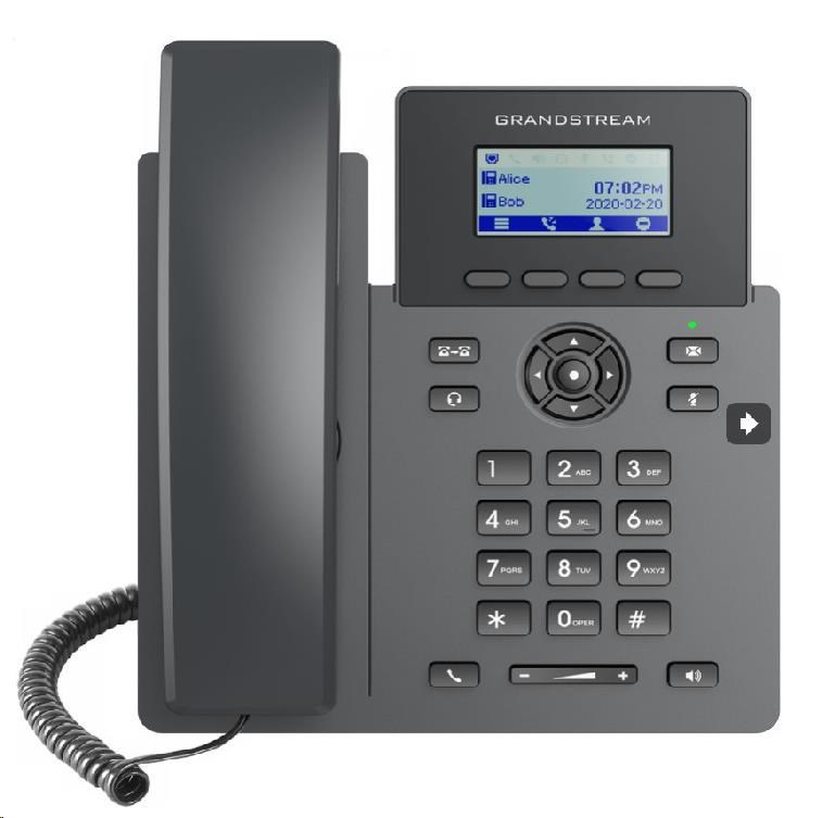 Grandstream GRP2601P [VoIP telefon - 2.21" 132 x 48 grafický,  2x SIP účet, 2x RJ45 10/100 Mbps, PoE]