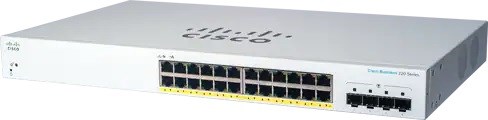 Cisco switch CBS220-24P-4G (24xGbE,4xSFP,24xPoE+,195W)