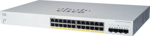Cisco switch CBS220-24FP-4X (24xGbE,4xSFP+,24xPoE+,382W)
