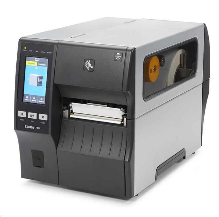 Zebra ZT411, 12 dots/mm (300 dpi), disp. (colour), RTC, RFID, EPL, ZPL, ZPLII, USB, RS232, BT, Ethernet