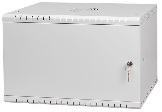 LEXI-Net 19" nástěnný rozvaděč Basic 6U 520x450, plechové dveře, bez zad, rozložený, šedý