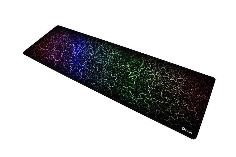 C-TECH Herní podložka pod myš ANTHEA ARC XL, barevná, pro gaming, 900x270x4mm, obšité okraje