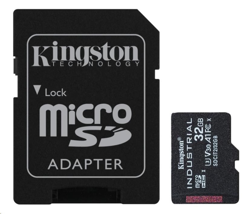 Kingston MicroSDHC karta 32GB Industrial C10 A1 pSLC Card + SD Adapter