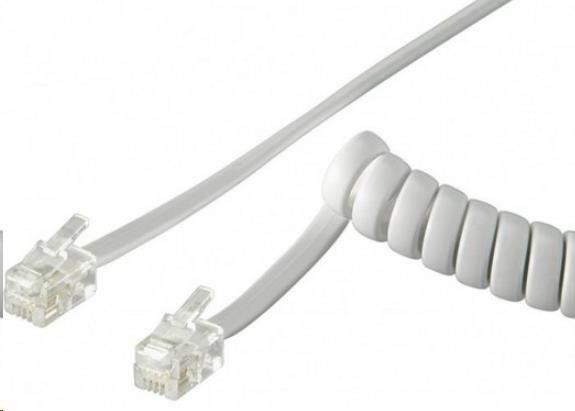 PremiumCord Kabel telefonní sluchátkový kroucený 4 žíly 4m - bílý