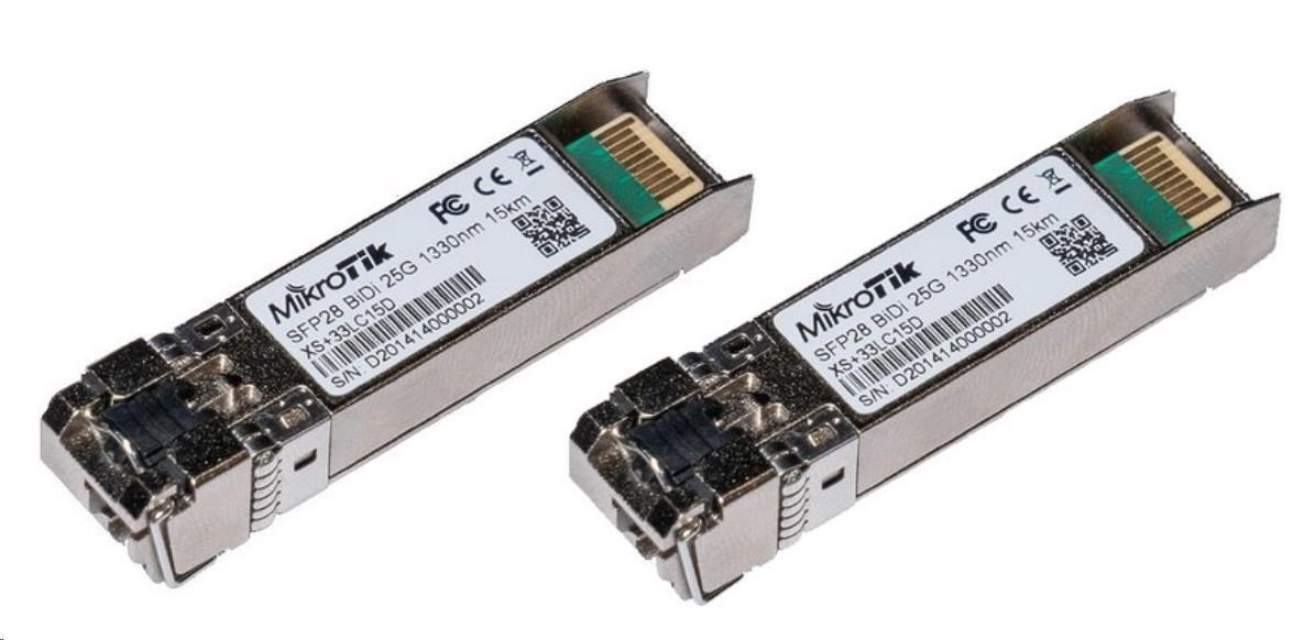 MikroTik SFP28 pár optických modulů XS+2733LC15D, SM, 15km, 1/10/25G, 15km, 1xLC