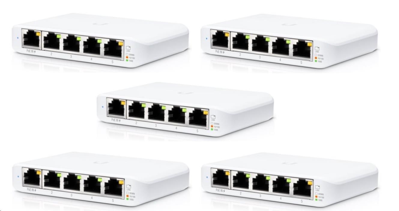 UBNT UniFi Switch USW-Flex-Mini-5, 5-pack  [5xGigabit, 1xPoE In]