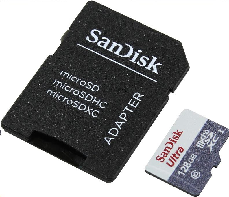 SanDisk MicroSDXC karta 128GB Ultra (80MB/s, Class 10 - Tablet Packaging, Android) + adaptér