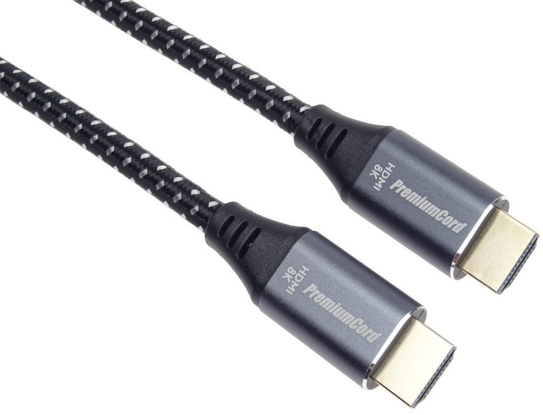 PREMIUMCORD Kabel HDMI 2.1 High Speed + Ethernet kabel 8K@60Hz, zlacené konektory, 0,5m