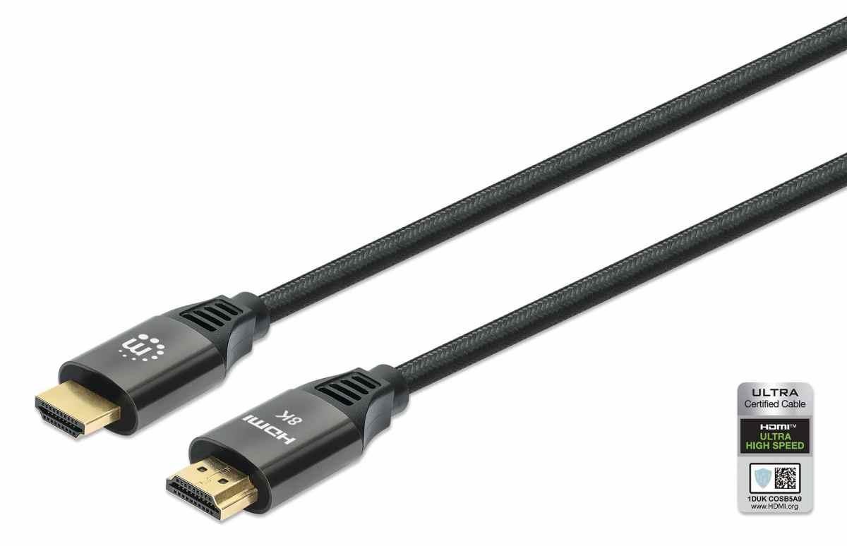 Manhattan kabel HDMI s Ethernetem, HDMI Male na Male, 1m, černá