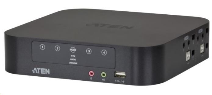 ATEN 4-port mini DisplayPort Dual View KVMP USB, audio, kabely