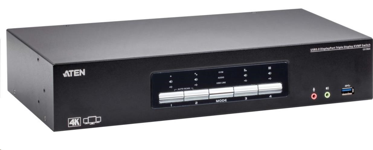 ATEN 4-port 4K Triple DisplayPort KVMP USB3.0, audio