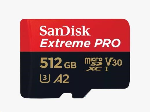 SanDisk micro SDXC karta 512GB Extreme PRO (200 MB/s Class 10, UHS-I U3 V30) + adaptér