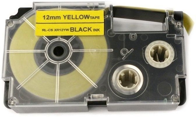 Xerox kompatibilní páska s Casio XR-12YW1, 12mm x 8m, černý tisk / žlutý podklad - ALLPRINT