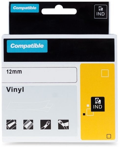 Xerox kompatibilní páska s DYMO 8432, 12mm x 5,5m, černý tisk / žlutý podklad, RHINO, vinylová - ALLPRINT