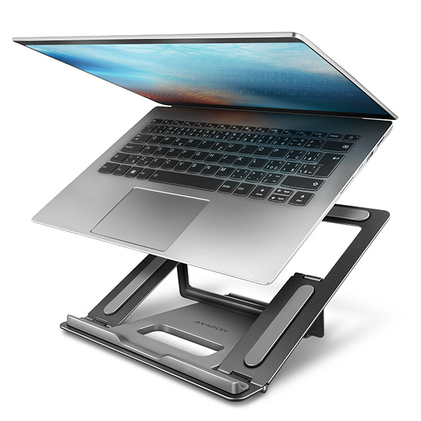 AXAGON STND-L, kovový stojan pro notebooky 10"-17.3", 4 nastavitelné výšky, šedý