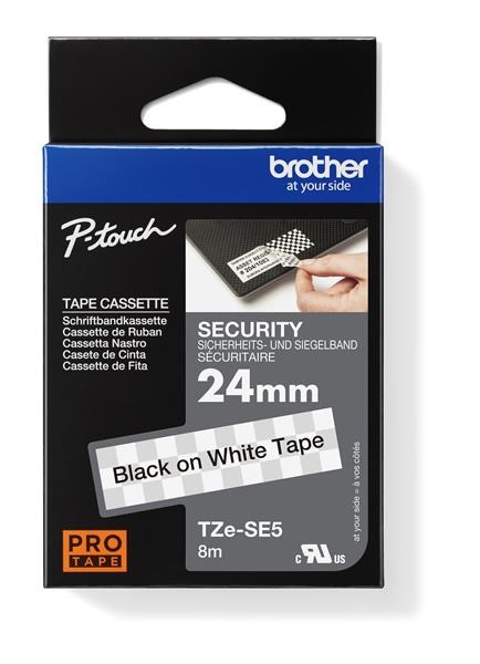 BROTHER TZESE5 - kazeta TZ šířky 24mm, laminovaná TZE-SE5, bílá plombovací páska