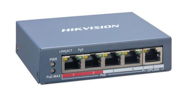 HIKVISION DS-3E1105P-EI, Smart managed switch 4x 100TX PoE + 1x 100TX uplink, 60W, Super PoE