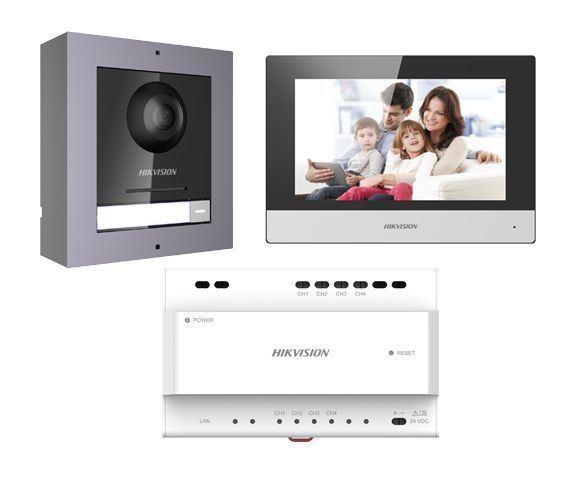 HIKVISION DS-KIS702, kit videotelefonu, 2-drát, bytový monitor + dveřní stanice + napájecí zdroj