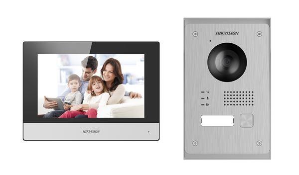 HIKVISION DS-KIS703-P(Europe BV), kit videotelefonu, 2-drát, bytový monitor + dveřní stanice + napájecí zdroj