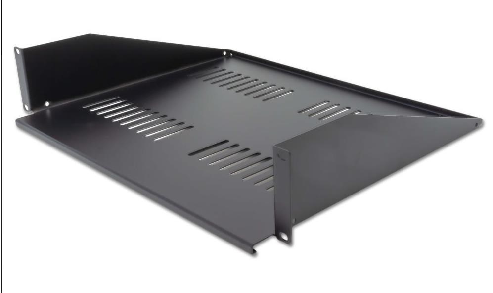 XtendLan 19" předsunutá police s perforací 2U/400mm, nosnost 25kg, černá