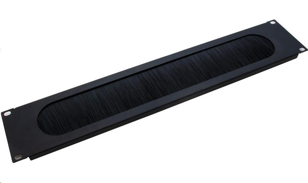 19" vyvazovací panel 2U s kartáčem, černý