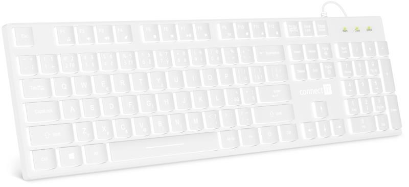 CONNECT IT kancelářská podsvícená klávesnice Chocolate WhiteStar, CZ + SK verze, bílá