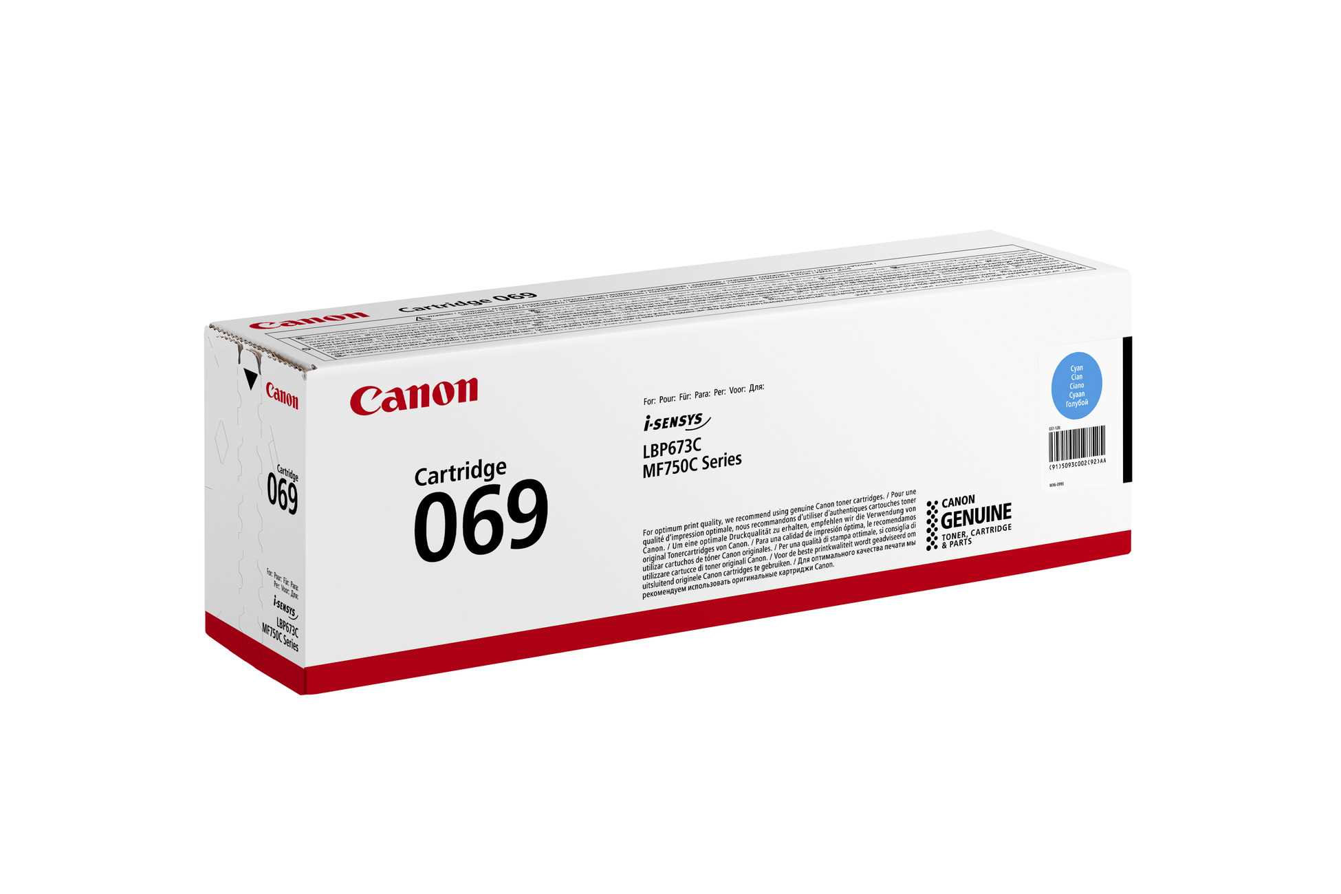 Canon TONER CRG 069 C azurová pro LBP673Cdw, MF752Cdw, MF754Cdw, MF752Cdw II a MF754Cdw II (1 900 str.)