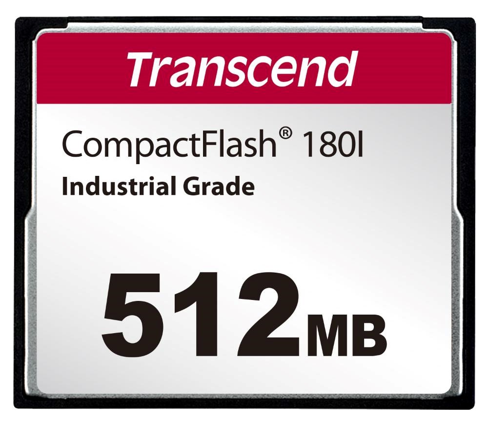 TRANSCEND CompactFlash Card CF180I, 512MB, SLC mode WD-15, Wide Temp.