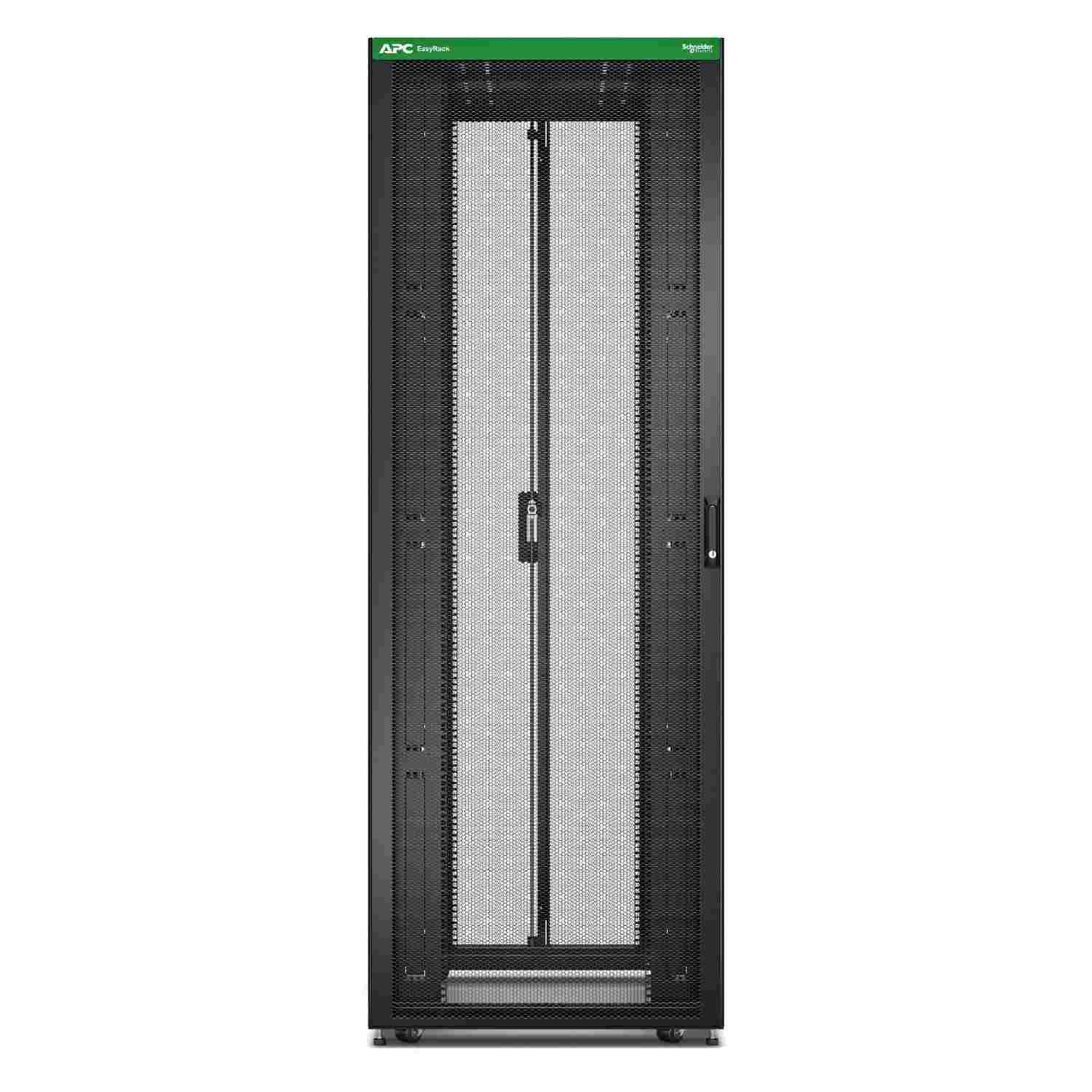 APC Easy Rack 800mm/48U/1200mm, with Roof, castors, feet and 4 Brackets, No Side panels, Bottom, black