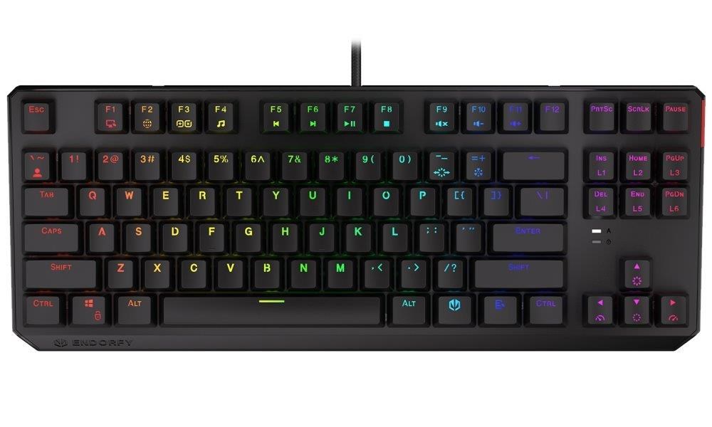 ENDORFY Klávesnice Thock TKL Blue, Mechanická, USB, černá