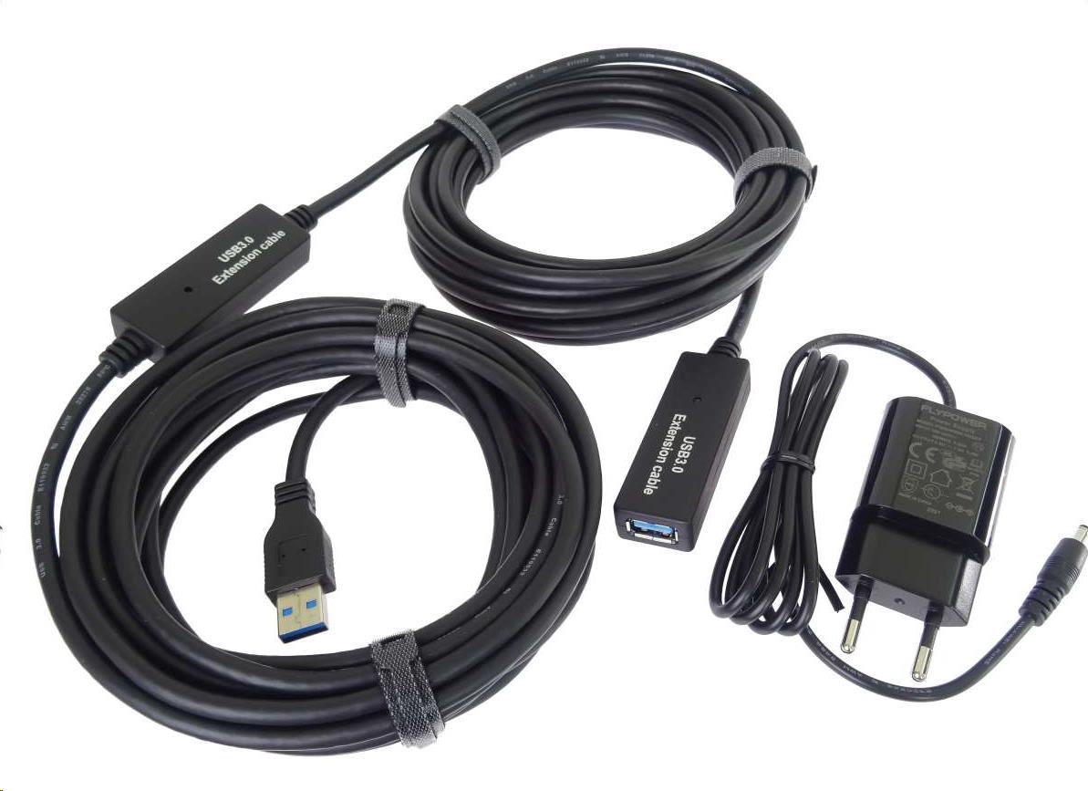 PremiumCord USB 3.0 repeater a prodlužovací kabel A/M-A/F 20m