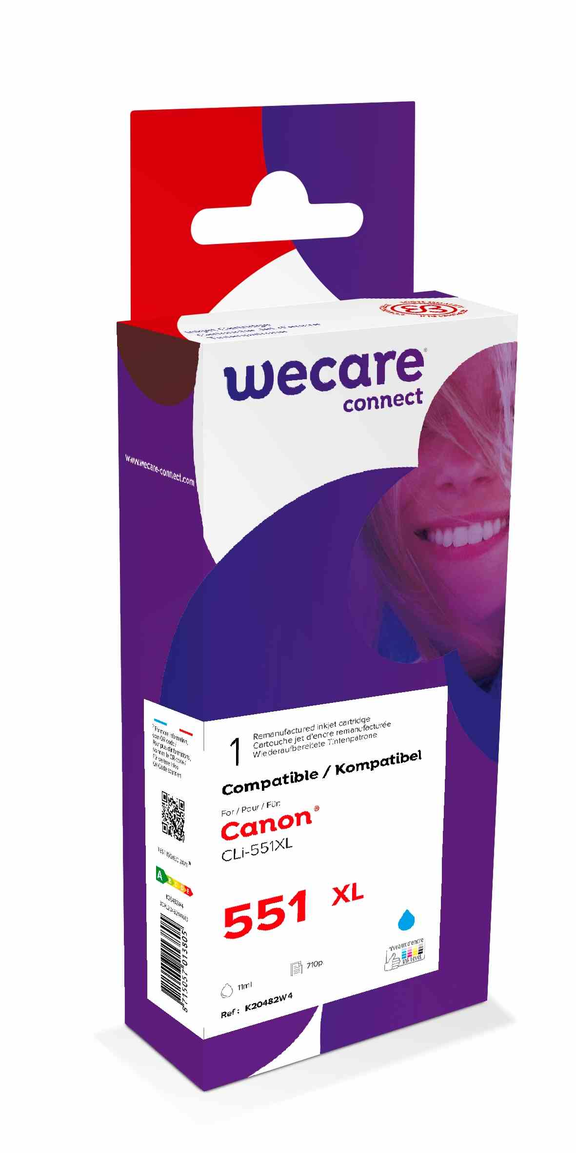 WECARE ARMOR cartridge pro Canon Pixma MG5450, IP7250 (CLi551XLC), modrá/cyan, 13ml, 800str