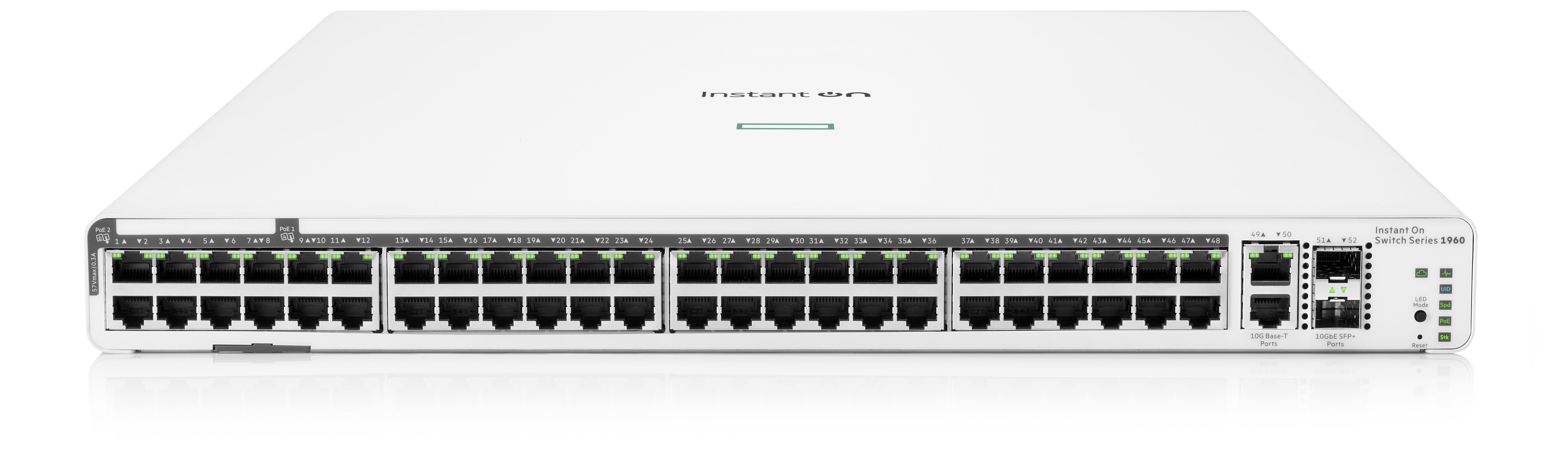 HPE Networking Instant On Switch 40p Gigabit CL4 8p Gigabit CL6 PoE 2p 10GBT 2p SFP+ 600W 1960 (JL809A)