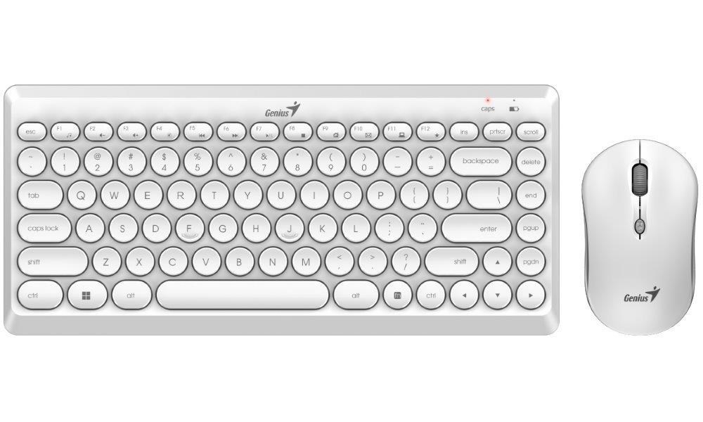 GENIUS set klávesnice s myší LuxeMate Q8000 White/ Bezdrátový set 2,4GHz mini receiver/ USB/ bílá/ retro design/ CZ+SK l