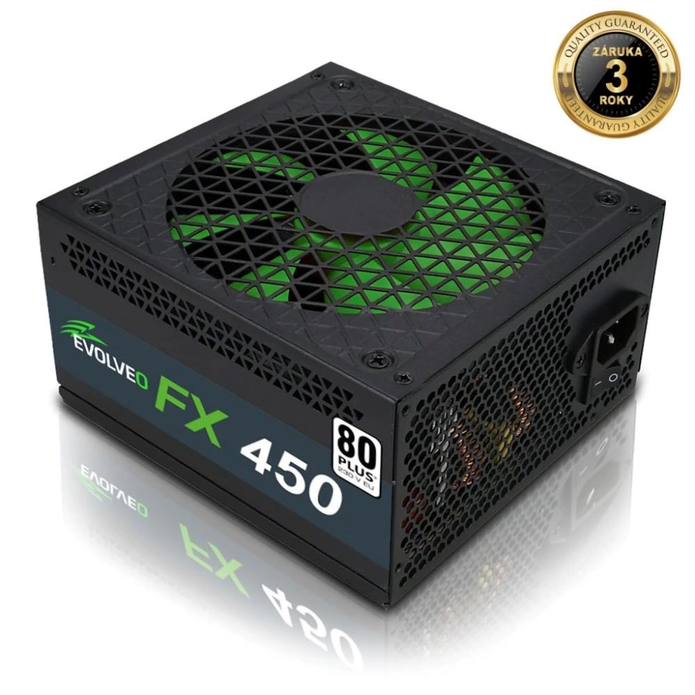 EVOLVEO FX 450, zdroj 450W ATX, 14cm, tichý, 80+, bulk, záruka 3 roky