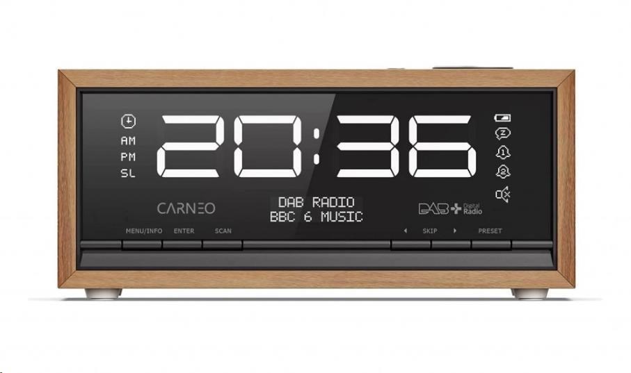 CARNEO C100, rádio DAB+, FM, BT, budík, OLED, wood