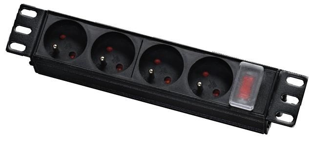 10" rozvodný panel LEXI-Net 4x230V, vypínač, indikátor napětí, kabel 1,8m, 1U