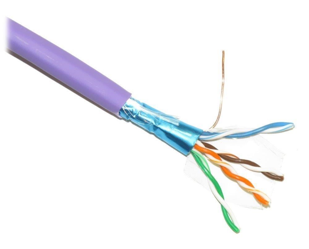 FTP kabel PlanetElite, Cat5E, drát, LS0H, Dca, fialový, 305m