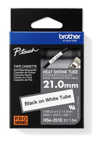 BROTHER smršťovací bužírka - HSE-251E bílá pro H300 H500 E550 P700 P750 D800 P900 P950 - 21mm / 4,2-13,5mm / 3:1