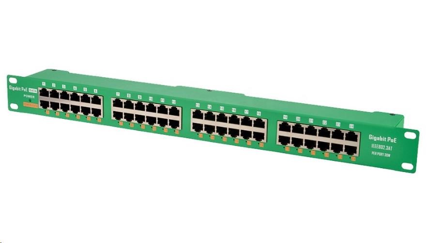 POE injektor aktivní - 24x 1Gb/s, stíněný, svorkovnice, 802.3af/at