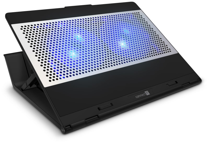 CONNECT IT FrostBlast chladící podložka pod notebook s modrým podsvícením, ČERNÁ
