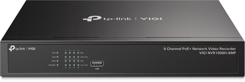 TP-Link VIGI NVR1008H-8MP, videorekordér, 8 channels, 8xPoE, 1x100Mb/s LAN, 1xVGA, 1xHDMI, 2xUSB2.0
