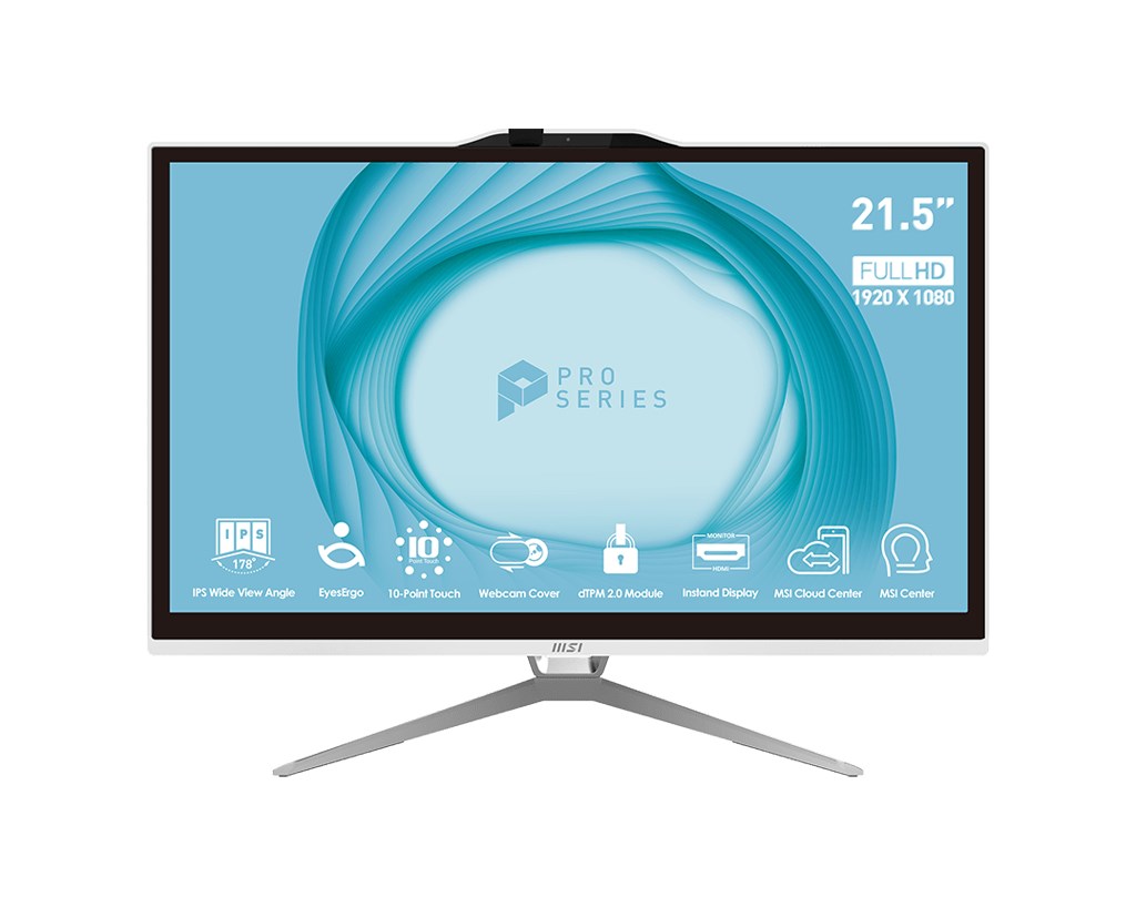 MSI PC AIO PRO AP222T 13M-092XEU, Intel Core i5-13400, Multi-Touch, 21.5", 1x 8GB DDR4, 256GB SSD, WI-FI, Non-OS, bílá