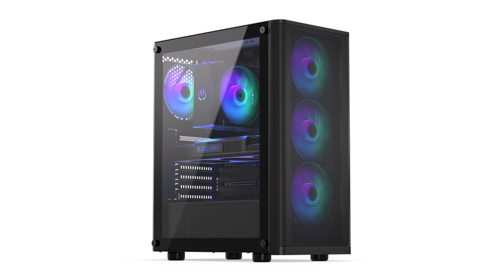 ENDORFY Case Ventum 200 ARGB, Průhledná bočnice, ATX, 4x120mm ARGB Fan, černá