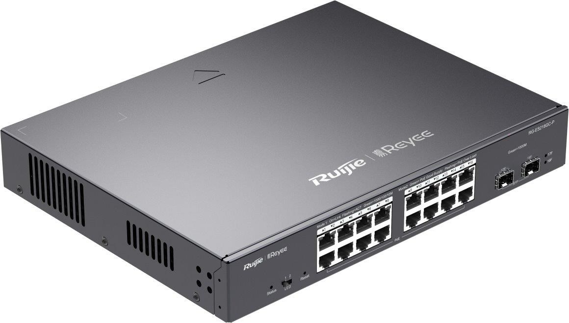 Reyee RG-ES218GC-P Smart mananged PoE switch, 16x PoE, 2x SFP