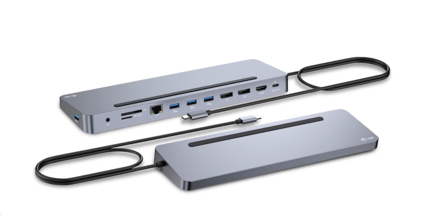 i-tec USB-C Metal Ergonomic 4K 3x Display Docking Station, PD 100W